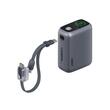 AUKEY Swivel Det-Duo 10,000mAh 45W Power Bank with Dual Detachable USB-C Cables, Grey