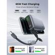 AUKEY Swivel Det-Duo 20,000mAh 65W Power Bank with Dual Built-in USB-C Cables, Grey