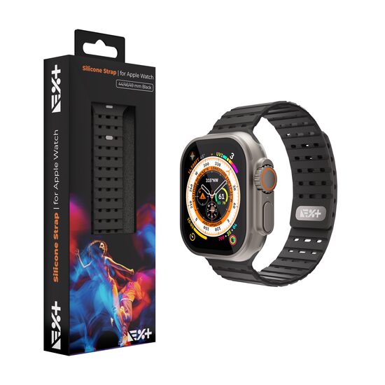 NOA Silicone Strap for Apple Watch Ultra (2023/2022)/10th Gen/9th Gen/8th Gen/7th Gen | Black