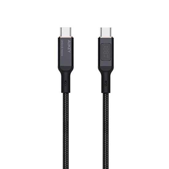 AUKEY 100W Nylon Braided USB C to C Cable with LCD Display 1m