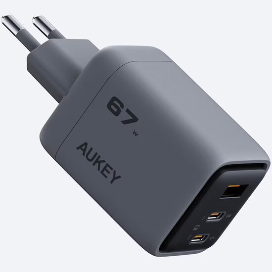 AUKEY Comet Mix 3 67W PD 3-Port GaN Wall Charger with PPS for Laptop & Mobile
