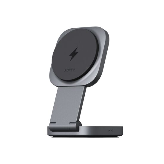 AUKEY MagFusion L 2-in-1 Foldable Qi2 Magnetic Fast Wireless Charging Station