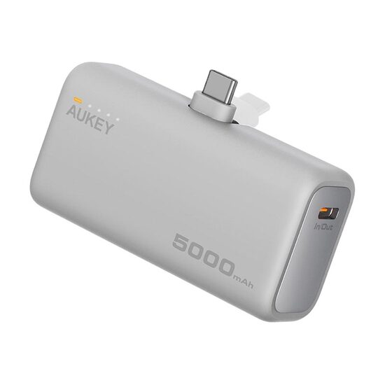 AUKEY Spark Mini 22.5W 5000mAh PD Power Bank With Built-in USB C Port Frost White