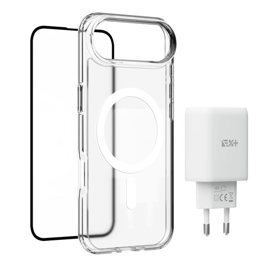 Bundle: NOA Clear Screen Protector and Clear Case for iPhone 17 Air and 30W 1C1A GaN Charger