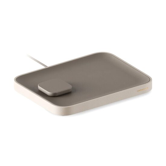 12South Valet Qi2.2 Wireless Charging Organizer Tray | Taupe/Ecru