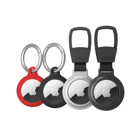 NOA Silicone Clips & Aluminium carabiners for AirTag| 4 pack