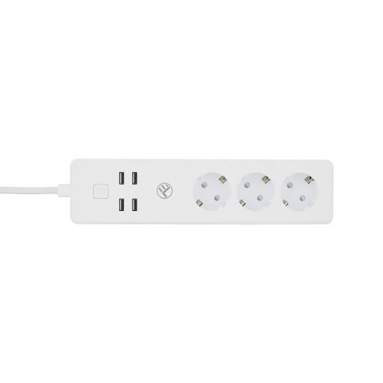 TELLUR WIRELESS EXTENSION CORD, 3 SOCKETS, 4 X USB, 2200W, 10A, 1.8M CABLE